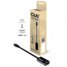 Club3D Adaptér aktivní mini DisplayPort 1.4 na HDMI 2.0b, HDR (M/F), 16cm Club3D Adaptér aktivní mini DisplayPort 1.4 na HDMI 2.0b, HDR (M/F), 16cm