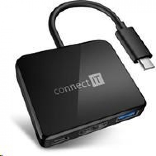 CONNECT IT USB-C hub, 3v1 (USB-C,USB-A,HDMI), externí, černý