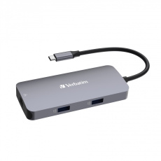 VERBATIM Hub USB-C Pro Multiport 5 Port, 2x USB 3.2, 1x USB-C, HDMI, RJ45, šedá VERBATIM Hub USB-C Pro Multiport 5 Port, 2x USB 3.2, 1x USB-C, HDMI, RJ45, šedá