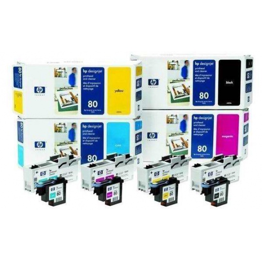 HP 80 Black Printhead + Printhead Cleaner, C4820A