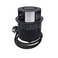 Solight 3z + USB A+C + Wireless 10W výsuvný blok zásuvek, kruhový tvar, prodlužovací přívod 2m, 3 x 1,5mm2 Solight 3z + USB A+C + Wireless 10W výsuvný blok zásuvek, kruhový tvar, prodlužovací přívod 2m, 3 x 1,5mm2