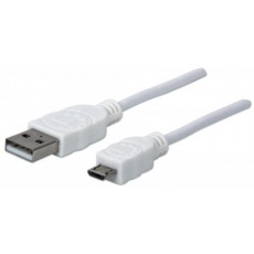 MANHATTAN Kabel propojovací USB 2.0 A Male / Micro-B Male, 1.8m, bílý MANHATTAN Kabel propojovací USB 2.0 A Male / Micro-B Male, 1.8m, bílý
