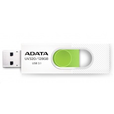 ADATA Flash Disk 128GB UV320, USB 3.1 Dash Drive, bílá/zelená ADATA Flash Disk 128GB UV320, USB 3.1 Dash Drive, bílá/zelená