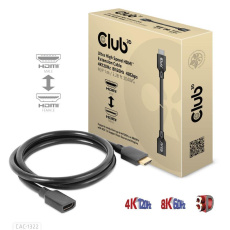 Club3D prodlužovací Ultra rychlý HDMI kabel, 4K120Hz, 8K60Hz, 48Gbps, M/F, 1m, 30 AWG
