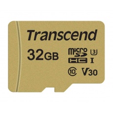 TRANSCEND MicroSDHC karta 32GB 500S, UHS-I U3 V30 + adaptér