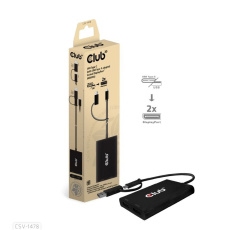 Club3D Video rozbočovač MST USB-C (USB-A adaptér) na 2xDP 4K60Hz Video splitter Club3D Video rozbočovač MST USB-C (USB-A adaptér) na 2xDP 4K60Hz Video splitter