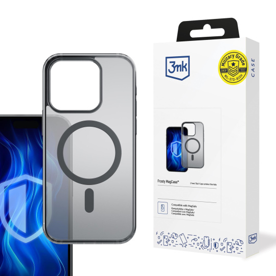 BAZAR - 3mk Frosty MagCase Black pro Apple iPhone 16 Pro Max - Poškozený obal (Komplet)