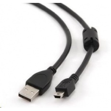 GEMBIRD Kabel USB 2.0 A-Mini B (5pin) propojovací, HQ s ferritovým jádrem, 1,8m, černý GEMBIRD Kabel USB 2.0 A-Mini B (5pin) propojovací, HQ s ferritovým jádrem, 1,8m, černý