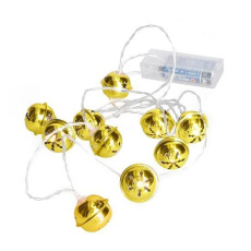Solight LED vánoční řetěz rolničky, 10x LED, zlatá, 1,5m, 2x AA Solight LED vánoční řetěz rolničky, 10x LED, zlatá, 1,5m, 2x AA
