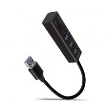 AXAGON HMA-CR3A, USB 3.2 Gen 1 hub, porty 3x USB-A + čtečka karet SD/microSD, kovový, kabel USB-A 20cm AXAGON HMA-CR3A, USB 3.2 Gen 1 hub, porty 3x USB-A + čtečka karet SD/microSD, kovový, kabel USB-A 20cm