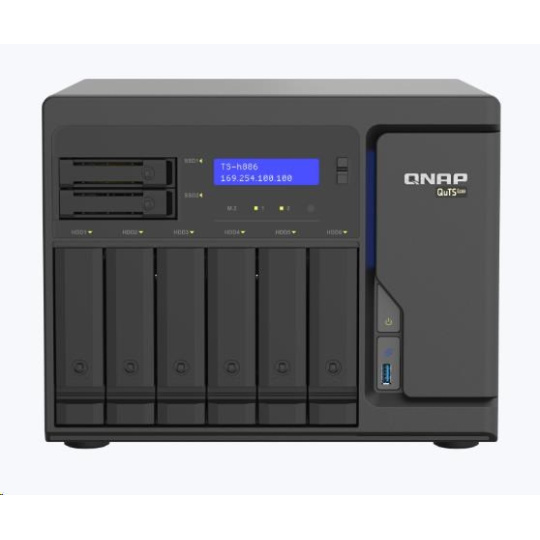 QNAP TS-h886-D1602-8G (4C/Xeon D-1622/3,2GHz/16GBRAM/6x3,5"SATA/2x2,5"SATA/2xM.2/4x2,5GbE/3xUSB3.2/2xPCIe)