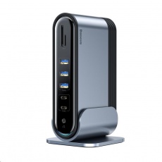 Baseus dokovací stanice 17v1 pro promítání 3 obrazovek s USB-C připojením (CN+EU+UK redukce do zásuvky), šedá Baseus dokovací stanice 17v1 pro promítání 3 obrazovek s USB-C připojením (CN+EU+UK redukce do zásuvky), šedá