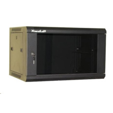 XtendLan 19" nástěnný rozvaděč 9U 600x600, nosnost 60 kg, skleněné kouřové dveře, svařovaný, černý XtendLan 19" nástěnný rozvaděč 9U 600x600, nosnost 60 kg, skleněné kouřové dveře, svařovaný, černý