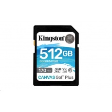 Kingston SDXC karta 512GB Canvas Go! Plus, R:170/W:90MB/s, Class 10, UHS-I, U3, V30 Kingston SDXC karta 512GB Canvas Go! Plus, R:170/W:90MB/s, Class 10, UHS-I, U3, V30