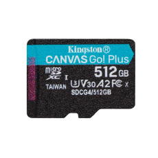 Kingston MicroSDXC karta 512GB Canvas Go! Plus, R:200/W:160MB/s, Class 10, UHS-I, U3, V30, A2 + Adaptér Kingston MicroSDXC karta 512GB Canvas Go! Plus, R:200/W:160MB/s, Class 10, UHS-I, U3, V30, A2 + Adaptér