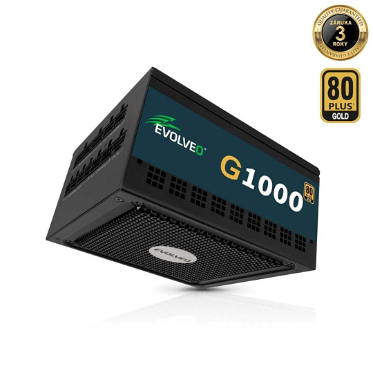 EVOLVEO G1000 zdroj 1000W, 80+ GOLD, ATX 3.1, aPFC, 140 mm ventilátor, záruka 3 roky, černý