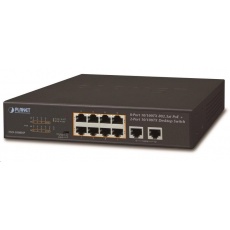Planet FSD-1008HP Switch, PoE 8x PoE 802.3at 120W+ 2x 100Base-TX,VLAN,extend mód 10Mb/s do 250m, fanless Planet FSD-1008HP Switch, PoE 8x PoE 802.3at 120W+ 2x 100Base-TX,VLAN,extend mód 10Mb/s do 250m, fanless