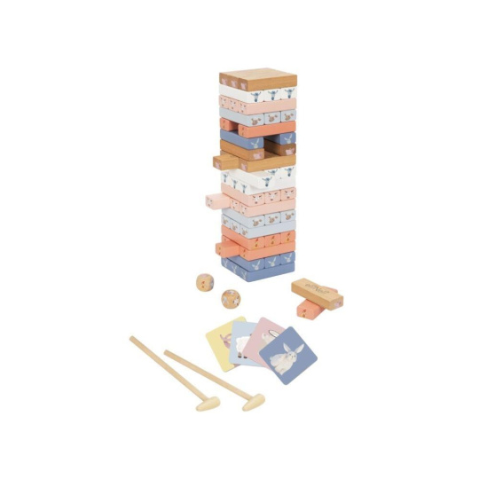 Dřevěná věž Jenga se zvířátky z farmy