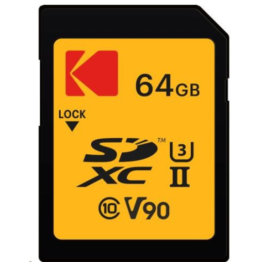 Kodak paměťová SD karta 64GB UHS-II U3 V90 Ultra Pro Kodak paměťová SD karta 64GB UHS-II U3 V90 Ultra Pro
