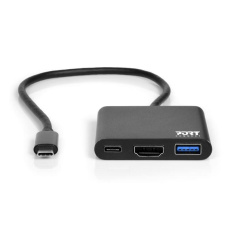 PORT HUB USB-C, HDMI 1X 4K + USB-A + USB-C, černá PORT HUB USB-C, HDMI 1X 4K + USB-A + USB-C, černá