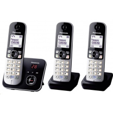 Panasonic KX-TG6823 Trio DECT, GAP bezdrátový analogový telefon záznamník, handsfree černá, stříbrná Panasonic KX-TG6823 Trio DECT, GAP bezdrátový analogový telefon záznamník, handsfree černá, stříbrná