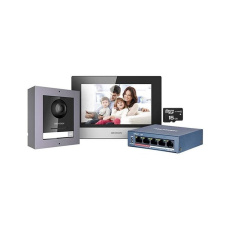 HIKVISION DS-KIS602 kit IP videotelefonu, bytový monitor + dveřní stanice + switch + microSD HIKVISION DS-KIS602 kit IP videotelefonu, bytový monitor + dveřní stanice + switch + microSD