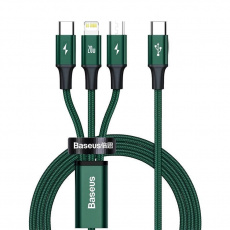 Baseus Rapid Series nabíjecí / datový kabel 3v1 Type-C/ (Micro USB + Lightning PD 20W + USB-C) 1.5m zelená Baseus Rapid Series nabíjecí / datový kabel 3v1 Type-C/ (Micro USB + Lightning PD 20W + USB-C) 1.5m zelená