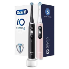 Oral-B iO Series 6 Duo Black & Pink Sand set elektrických zubních kartáčků, 5 režimů, AI, časovač Oral-B iO Series 6 Duo Black & Pink Sand set elektrických zubních kartáčků, 5 režimů, AI, časovač