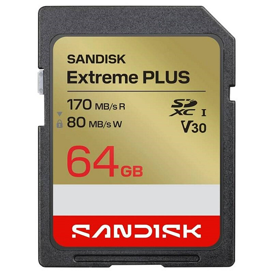 SanDisk SDXC karta 64GB Extreme PLUS (R170/W80 MB/s Class 10, UHS-I U3 V30) SanDisk SDXC karta 64GB Extreme PLUS (R170/W80 MB/s Class 10, UHS-I U3 V30)