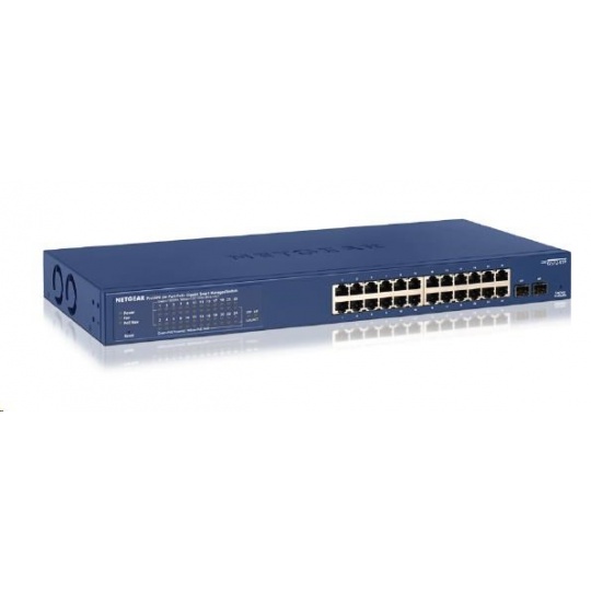 Netgear GS724TPv2 ProSafe 24-port Gigabit Smart PoE+ Switch, 24x gigabit RJ45, 2x SFP, PoE budget 190W
