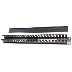 19" vyvazovací panel 1U, kovový s plastovým krytem, 40x50mm, průchozí, černý 19" vyvazovací panel 1U, kovový s plastovým krytem, 40x50mm, průchozí, černý