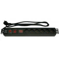 19'' rozvodný panel XtendLan 6x 230V, ČSN, vypínač, nadproudová ochrana 16A, měření spotřeby, kabel 1,8m, 1,5U 19'' rozvodný panel XtendLan 6x 230V, ČSN, vypínač, nadproudová ochrana 16A, měření spotřeby, kabel 1,8m, 1,5U