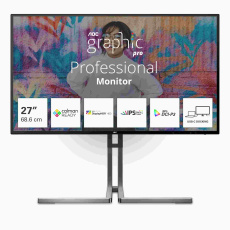 AOC MT IPS LCD WLED 27" U27U3CV - IPS nano color, 3840x2160, HDMI, DP, USB-C, USB 3.2, RJ45, pivot, repro AOC MT IPS LCD WLED 27" U27U3CV - IPS nano color, 3840x2160, HDMI, DP, USB-C, USB 3.2, RJ45, pivot, repro