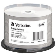 BAZAR - VERBATIM CD-R(50-pack) spindl, AZO 52X,700MB,WHITE WIDE PRINTABLE SURFACE NON-ID BAZAR - VERBATIM CD-R(50-pack) spindl, AZO 52X,700MB,WHITE WIDE PRINTABLE SURFACE NON-ID