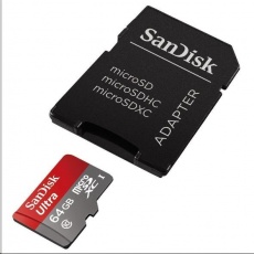 SanDisk MicroSDXC karta 64GB Ultra (80MB/s, Class 10, Android) + adaptér SanDisk MicroSDXC karta 64GB Ultra (80MB/s, Class 10, Android) + adaptér