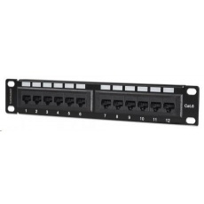 Intellinet Patch Panel, 10", Cat6, 12-Port, UTP, 1U, černý Intellinet Patch Panel, 10", Cat6, 12-Port, UTP, 1U, černý