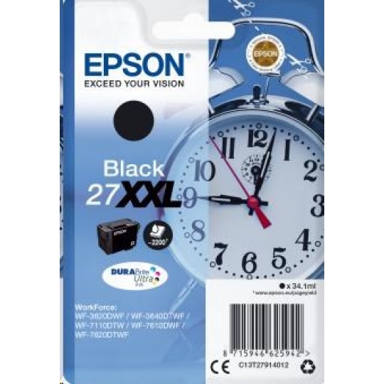 EPSON ink čer Singlepack "Budík" Black 27XXL DURABrite Ultra Ink