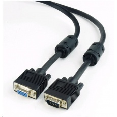 GEMBIRD Kabel VGA prodlužovací 1,8m, černý (HD15M/F, dvojité stínění, feritová jádra) GEMBIRD Kabel VGA prodlužovací 1,8m, černý (HD15M/F, dvojité stínění, feritová jádra)