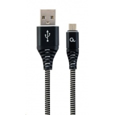 GEMBIRD Kabel USB 2.0 AM na MicroUSB (AM/BM), 2m, opletený, černo-bílý, blister, PREMIUM QUALITY GEMBIRD Kabel USB 2.0 AM na MicroUSB (AM/BM), 2m, opletený, černo-bílý, blister, PREMIUM QUALITY