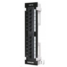 Intellinet Patch Panel, Wallmount, Cat6, 12-Port, UTP, 1U, Black Intellinet Patch Panel, Wallmount, Cat6, 12-Port, UTP, 1U, Black