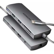 AXAGON HMC-8HLSA, USB 5Gbps hub, 3x USB-A, HDMI 4k/60Hz, RJ-45 GLAN, SD/microSD, audio, PD 100W, kabel USB-C 20cm AXAGON HMC-8HLSA, USB 5Gbps hub, 3x USB-A, HDMI 4k/60Hz, RJ-45 GLAN, SD/microSD, audio, PD 100W, kabel USB-C 20cm