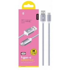 PLUS datový a nabíjecí kabel AU406, konektor USB-C, stříbrná PLUS datový a nabíjecí kabel AU406, konektor USB-C, stříbrná