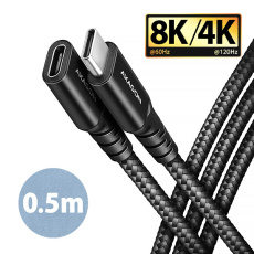 AXAGON BUCM32-CF05AB prodlužovací kabel USB-C (M) <-> USB-C (F), 0.5m, USB 20Gbps, PD 240W 5A, 8K HD, ALU, oplet, černý AXAGON BUCM32-CF05AB prodlužovací kabel USB-C (M) <-> USB-C (F), 0.5m, USB 20Gbps, PD 240W 5A, 8K HD, ALU, oplet, černý
