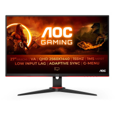 AOC MT VA LCD WLED 27" Q27G2E/BK - VA panel, 2560x1440, 1ms, 155Hz, 2xHDMI, DP AOC MT VA LCD WLED 27" Q27G2E/BK - VA panel, 2560x1440, 1ms, 155Hz, 2xHDMI, DP