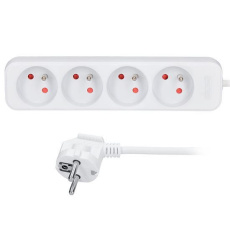 Solight prodlužovací přívod, 4 zásuvky, bílý, 2m Solight prodlužovací přívod, 4 zásuvky, bílý, 2m