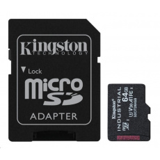 Kingston MicroSDXC karta 64GB microSDXC Industrial C10 A1 pSLC Card + SD Adapter Kingston MicroSDXC karta 64GB microSDXC Industrial C10 A1 pSLC Card + SD Adapter