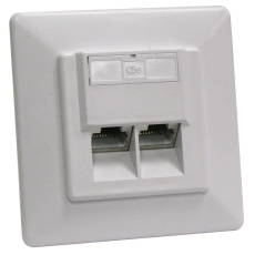 Zásuvka STP 2x RJ45 Cat5E, duální svorkovnice, pod omítku Zásuvka STP 2x RJ45 Cat5E, duální svorkovnice, pod omítku