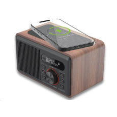 CARNEO W100 Rádio DAB+, FM, BT, Wireless charging, wood