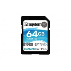 Kingston SDXC karta 64GB Canvas Go! Plus, R:170/W:90MB/s, Class 10, UHS-I, U3, V30 Kingston SDXC karta 64GB Canvas Go! Plus, R:170/W:90MB/s, Class 10, UHS-I, U3, V30