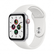 Apple Watch SE GPS + Cellular, 44mm Silver Alum. Case + White Sport Band - Regular Apple Watch SE GPS + Cellular, 44mm Silver Alum. Case + White Sport Band - Regular